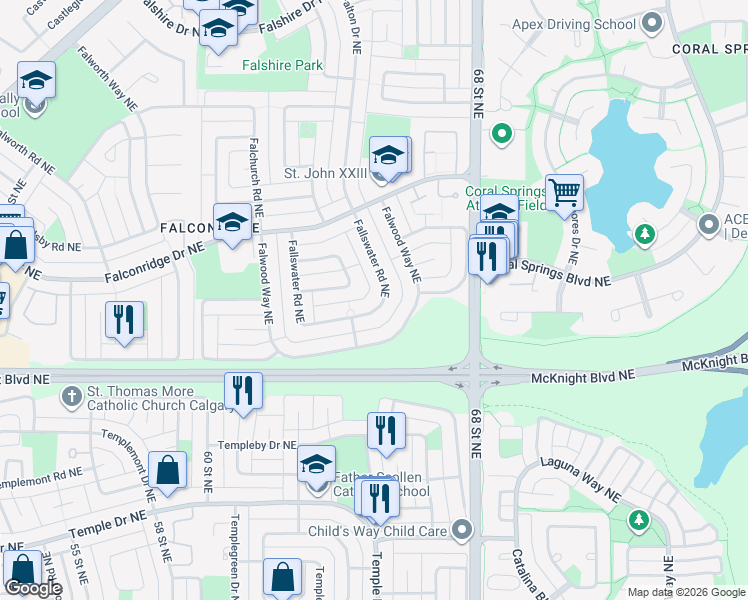 map of restaurants, bars, coffee shops, grocery stores, and more near in Calgary
