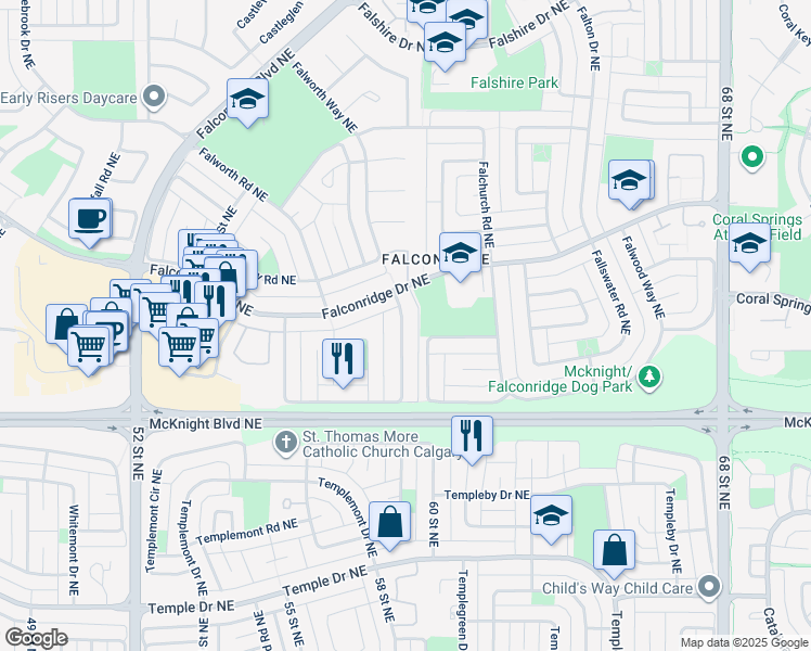 map of restaurants, bars, coffee shops, grocery stores, and more near in Calgary