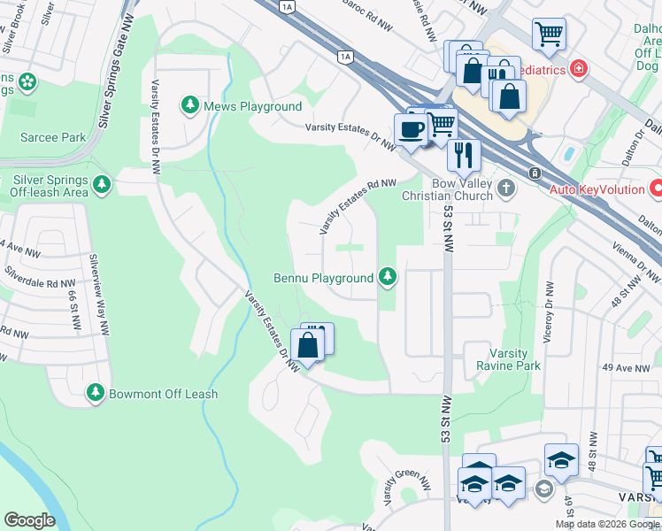 map of restaurants, bars, coffee shops, grocery stores, and more near in Calgary