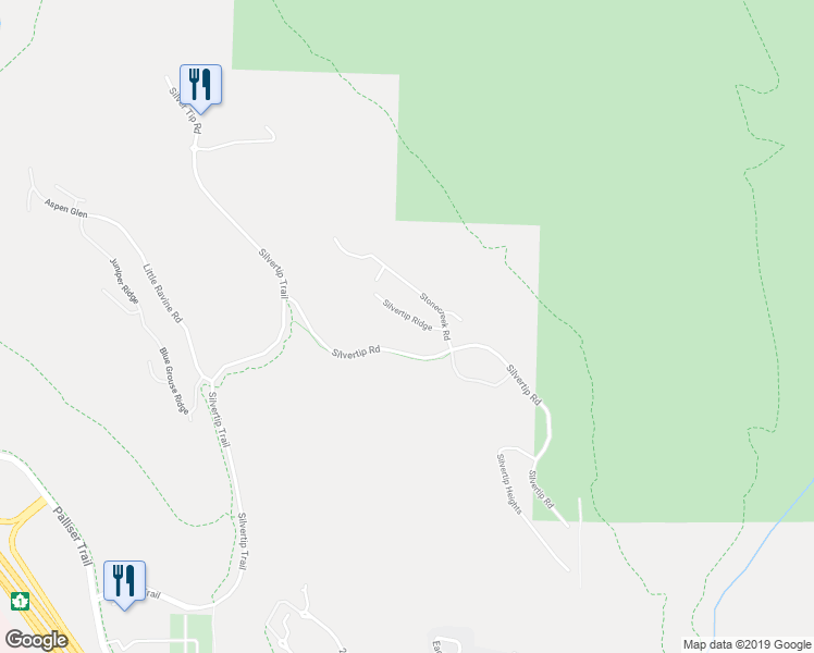 map of restaurants, bars, coffee shops, grocery stores, and more near 117 Silvertip Ridge in Canmore