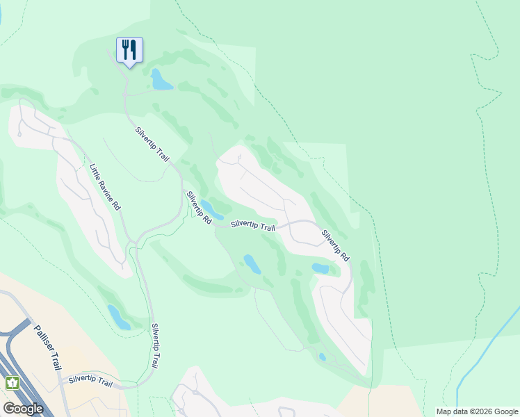 map of restaurants, bars, coffee shops, grocery stores, and more near 117 Silvertip Ridge in Canmore