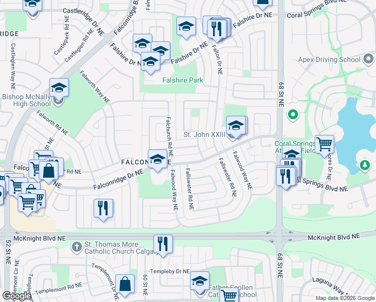 map of restaurants, bars, coffee shops, grocery stores, and more near in Calgary