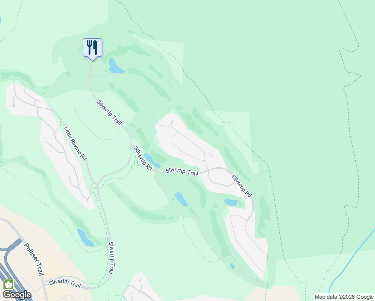 map of restaurants, bars, coffee shops, grocery stores, and more near 117 Silvertip Ridge in Canmore