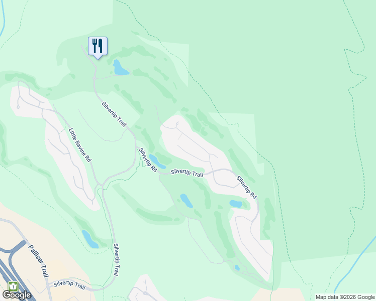 map of restaurants, bars, coffee shops, grocery stores, and more near 117 Silvertip Ridge in Canmore