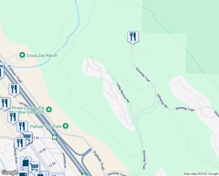 map of restaurants, bars, coffee shops, grocery stores, and more near 37 Juniper Ridge in Canmore