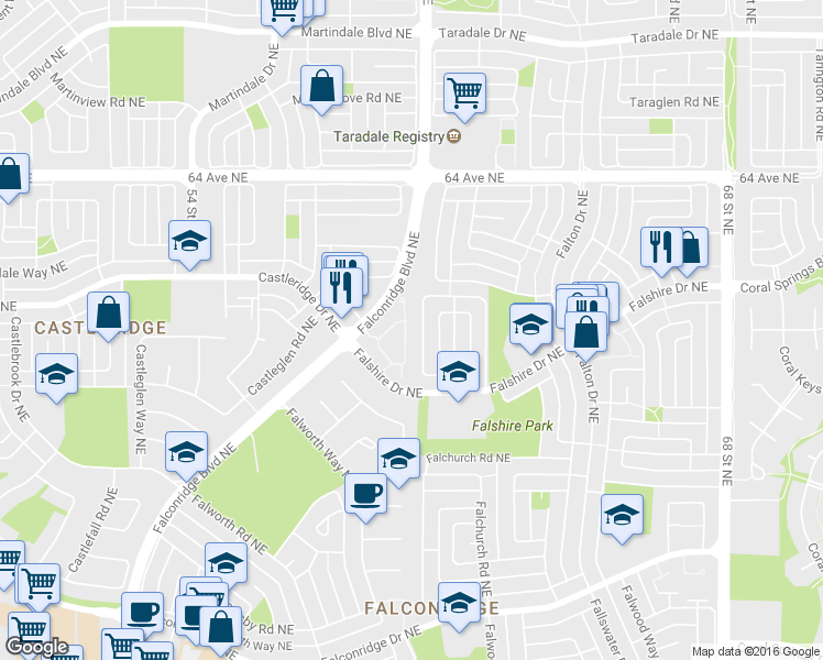 map of restaurants, bars, coffee shops, grocery stores, and more near in Calgary