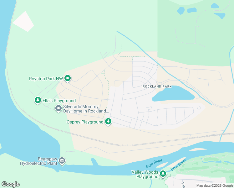 map of restaurants, bars, coffee shops, grocery stores, and more near Unnamed Road in Calgary