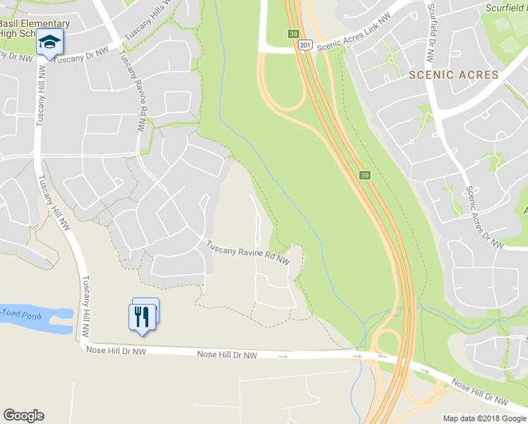 map of restaurants, bars, coffee shops, grocery stores, and more near 152 Tuscany Ravine Heights Northwest in Calgary