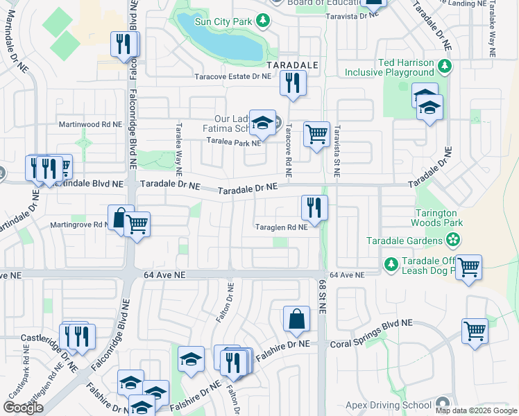 map of restaurants, bars, coffee shops, grocery stores, and more near in Calgary
