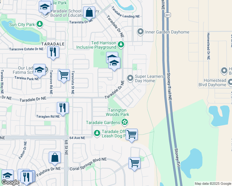 map of restaurants, bars, coffee shops, grocery stores, and more near in Calgary