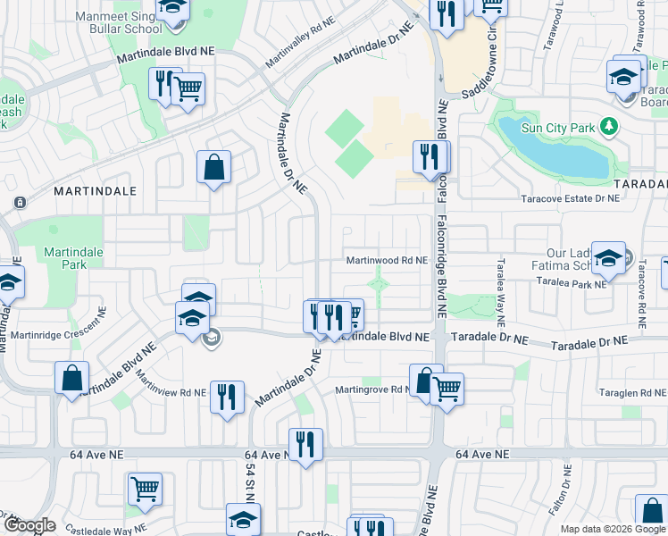 map of restaurants, bars, coffee shops, grocery stores, and more near in Calgary