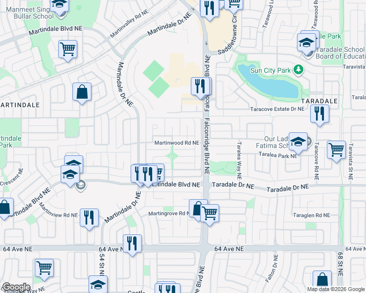 map of restaurants, bars, coffee shops, grocery stores, and more near in Calgary