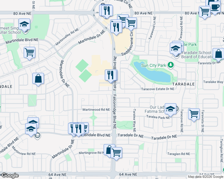 map of restaurants, bars, coffee shops, grocery stores, and more near in Calgary