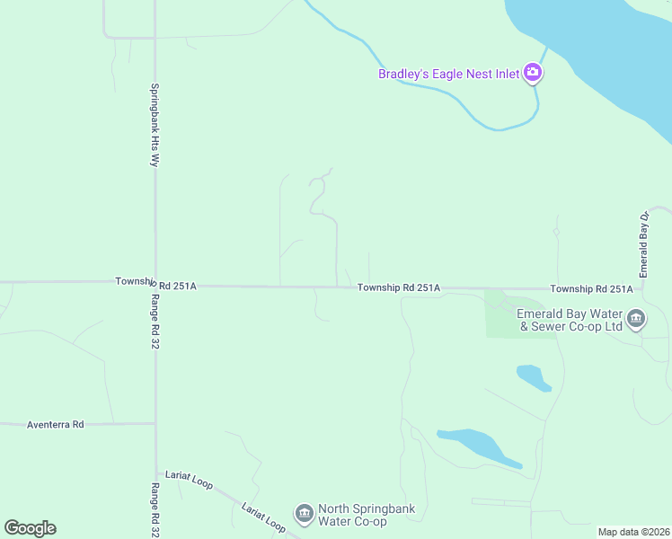 map of restaurants, bars, coffee shops, grocery stores, and more near 31206 Township Road 251A in Calgary