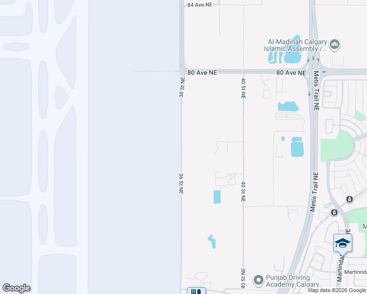 map of restaurants, bars, coffee shops, grocery stores, and more near 7612 36 Street Northeast in Calgary