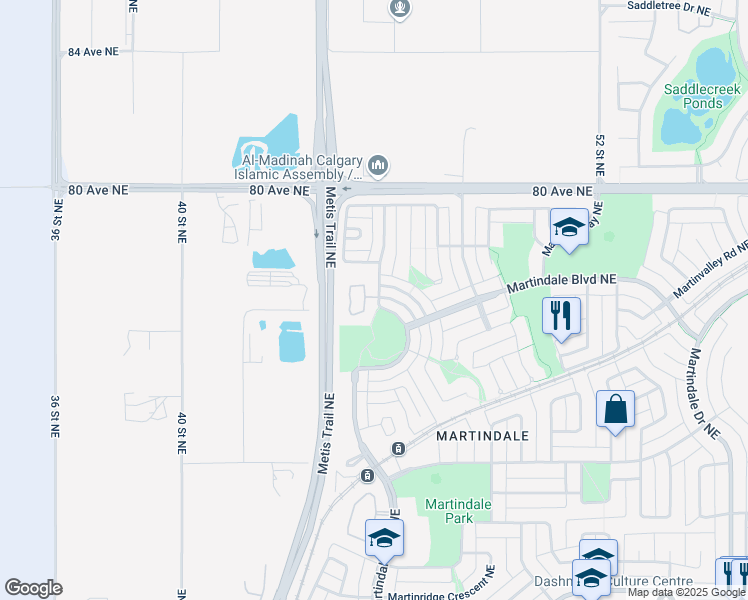 map of restaurants, bars, coffee shops, grocery stores, and more near in Calgary