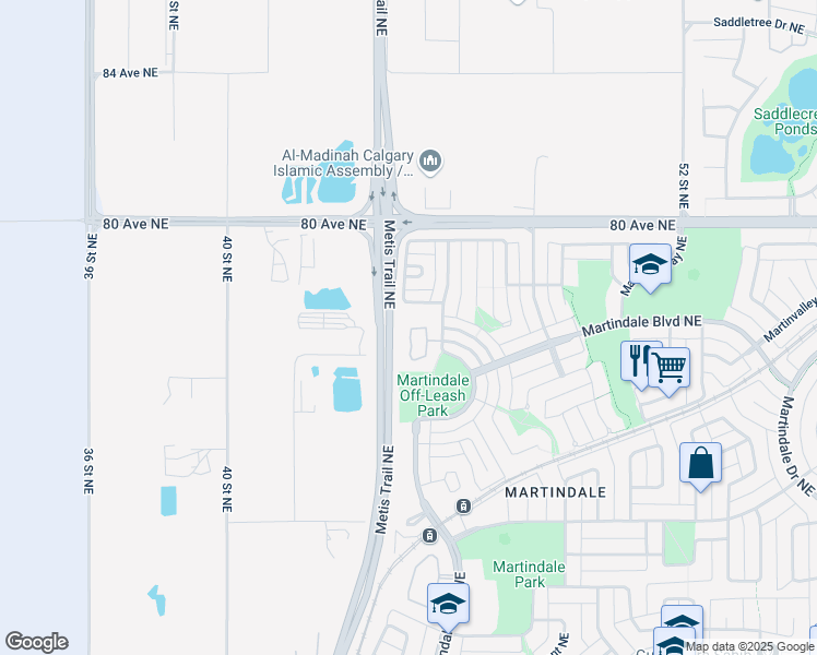 map of restaurants, bars, coffee shops, grocery stores, and more near in Calgary