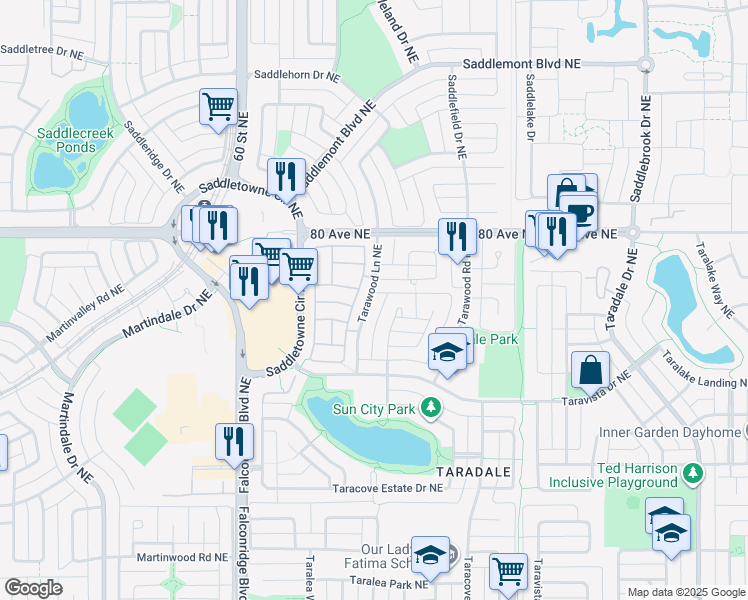 map of restaurants, bars, coffee shops, grocery stores, and more near in Calgary
