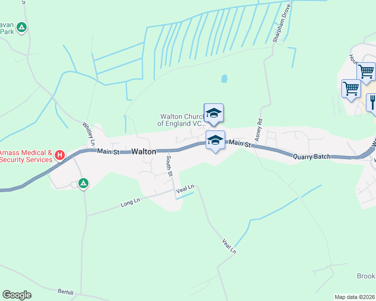 map of restaurants, bars, coffee shops, grocery stores, and more near in Walton