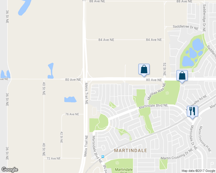 map of restaurants, bars, coffee shops, grocery stores, and more near in Calgary