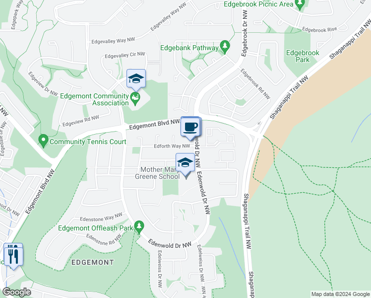 map of restaurants, bars, coffee shops, grocery stores, and more near 11 Edforth Way Northwest in Calgary