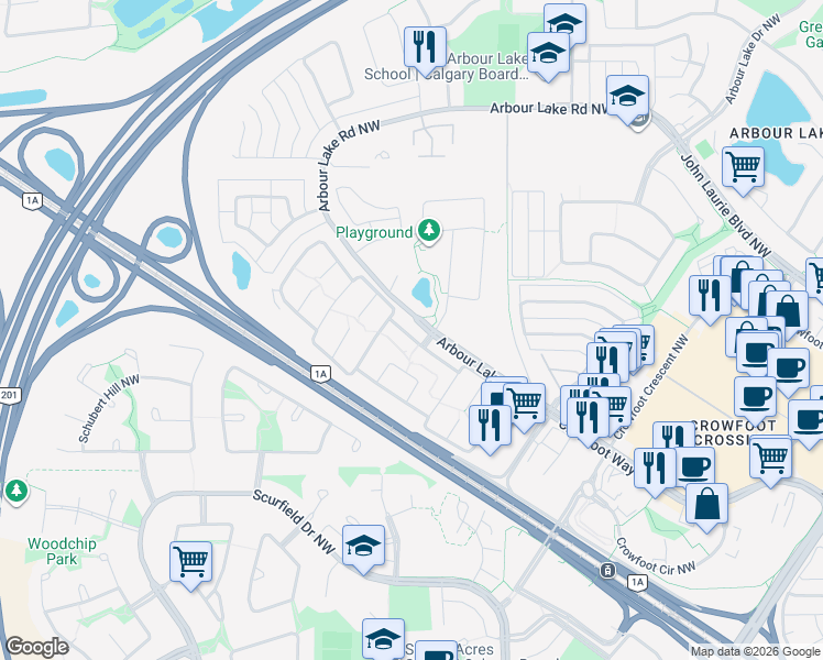 map of restaurants, bars, coffee shops, grocery stores, and more near in Calgary