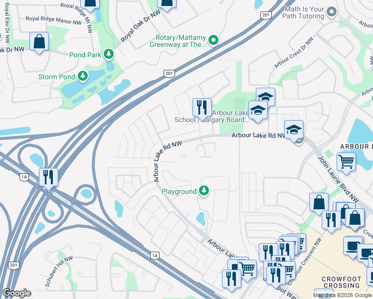 map of restaurants, bars, coffee shops, grocery stores, and more near in Calgary