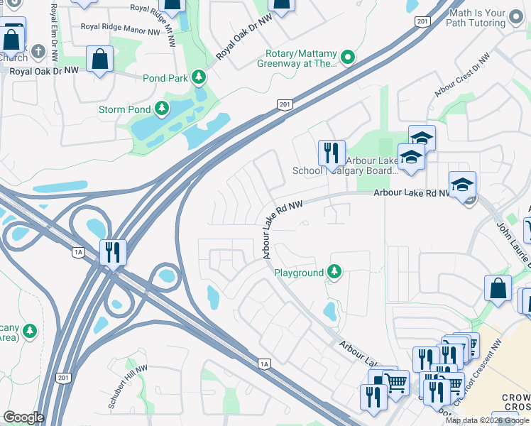 map of restaurants, bars, coffee shops, grocery stores, and more near in Calgary