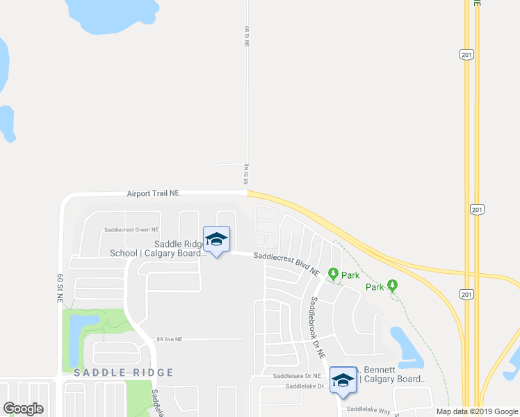 map of restaurants, bars, coffee shops, grocery stores, and more near 312 Saddlebrook Point Northeast in Calgary