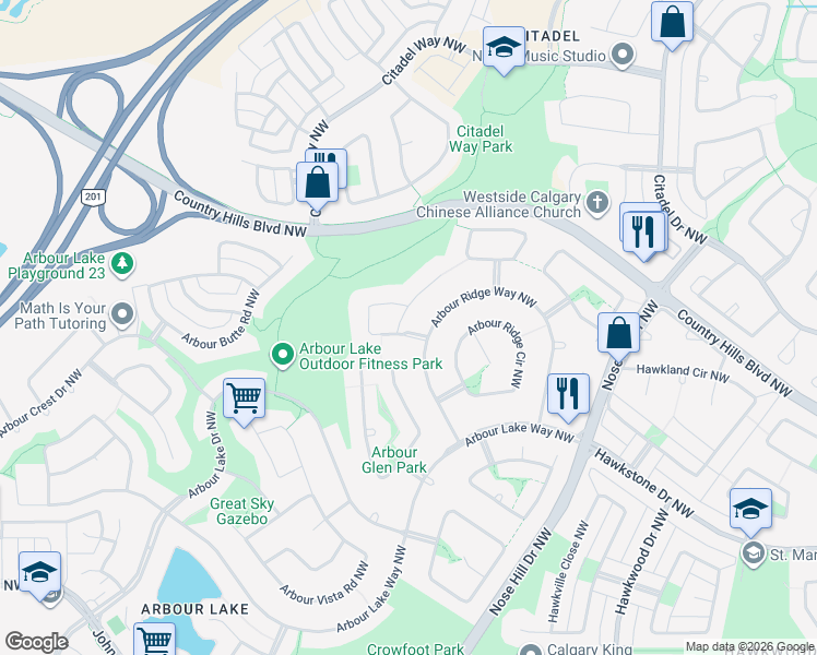 map of restaurants, bars, coffee shops, grocery stores, and more near in Calgary