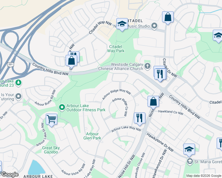 map of restaurants, bars, coffee shops, grocery stores, and more near in Calgary