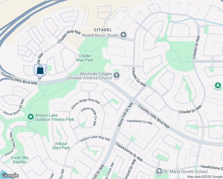 map of restaurants, bars, coffee shops, grocery stores, and more near 190 Arbour Ridge Park Northwest in Calgary