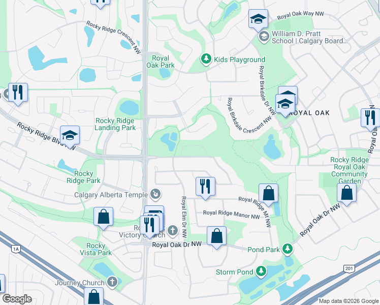 map of restaurants, bars, coffee shops, grocery stores, and more near in Calgary