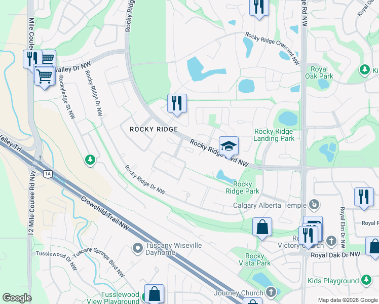 map of restaurants, bars, coffee shops, grocery stores, and more near in Calgary