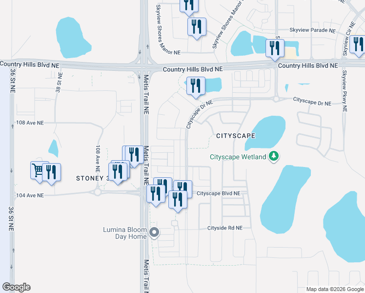 map of restaurants, bars, coffee shops, grocery stores, and more near in Calgary