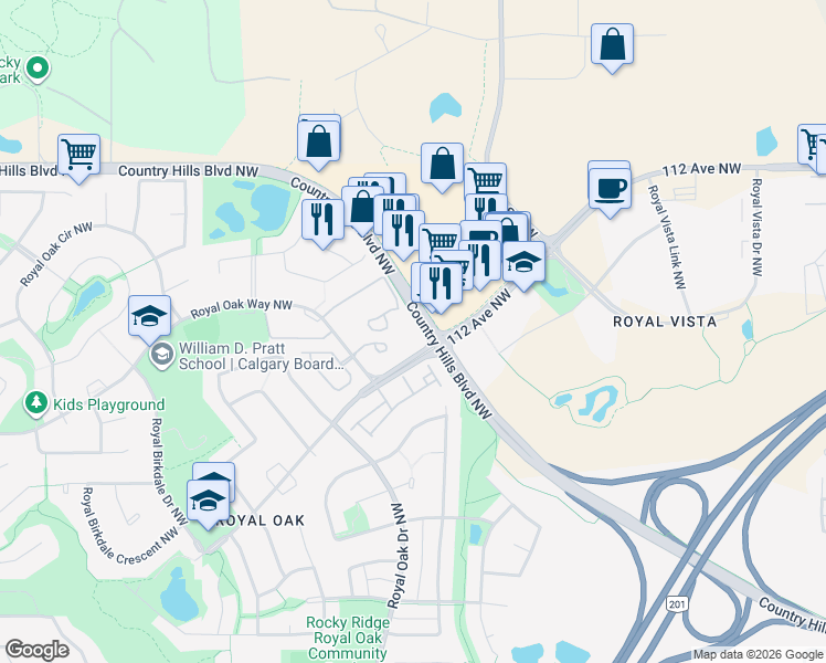 map of restaurants, bars, coffee shops, grocery stores, and more near in Calgary