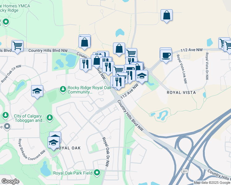 map of restaurants, bars, coffee shops, grocery stores, and more near in Calgary