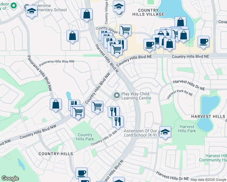 map of restaurants, bars, coffee shops, grocery stores, and more near in Calgary