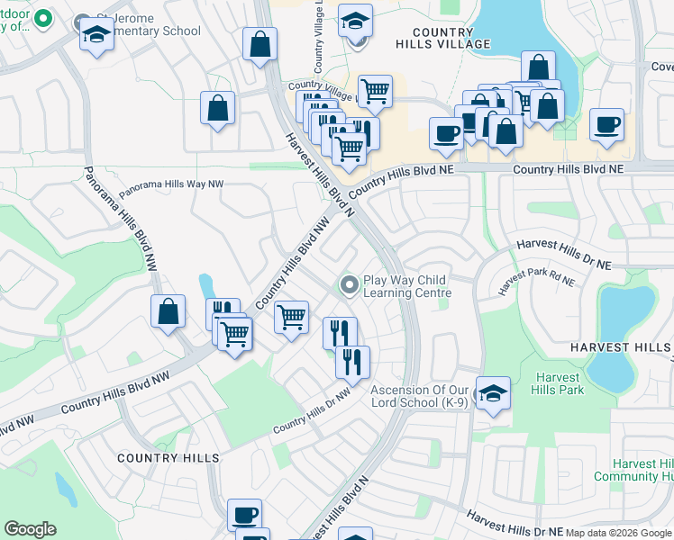 map of restaurants, bars, coffee shops, grocery stores, and more near in Calgary