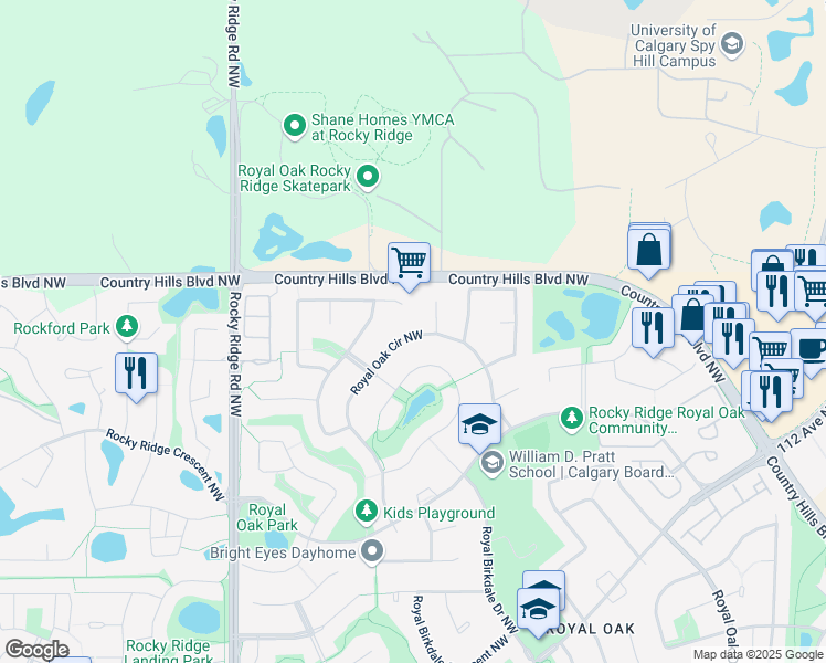 map of restaurants, bars, coffee shops, grocery stores, and more near in Calgary