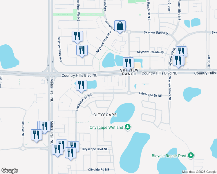 map of restaurants, bars, coffee shops, grocery stores, and more near in Calgary