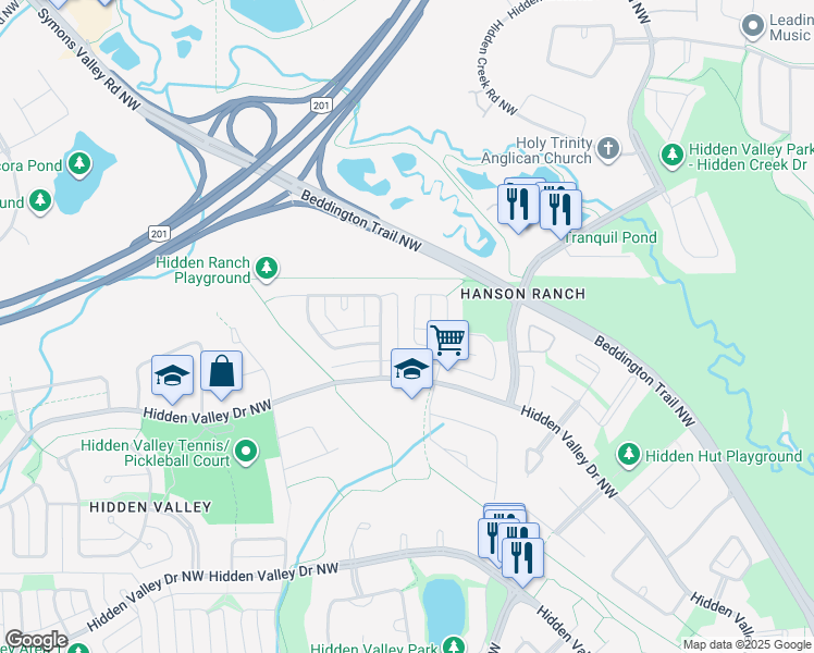 map of restaurants, bars, coffee shops, grocery stores, and more near 73 Hidden Spring Circle Northwest in Calgary
