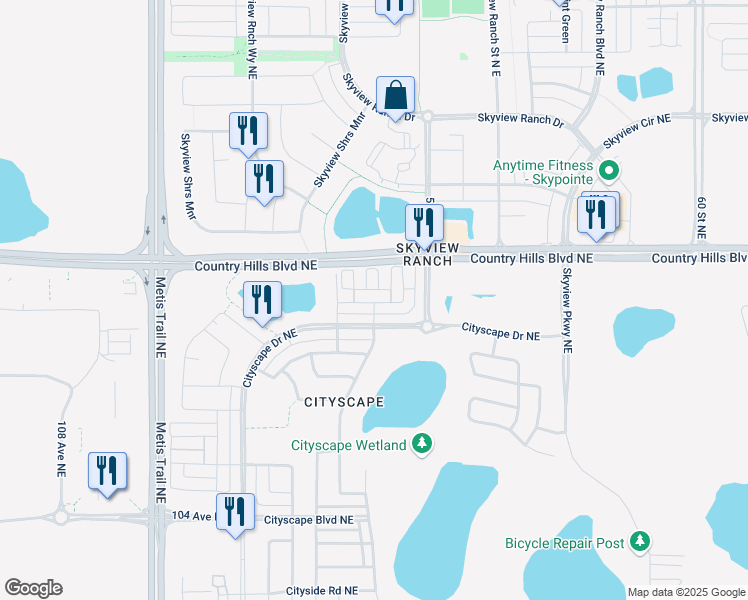 map of restaurants, bars, coffee shops, grocery stores, and more near in Calgary