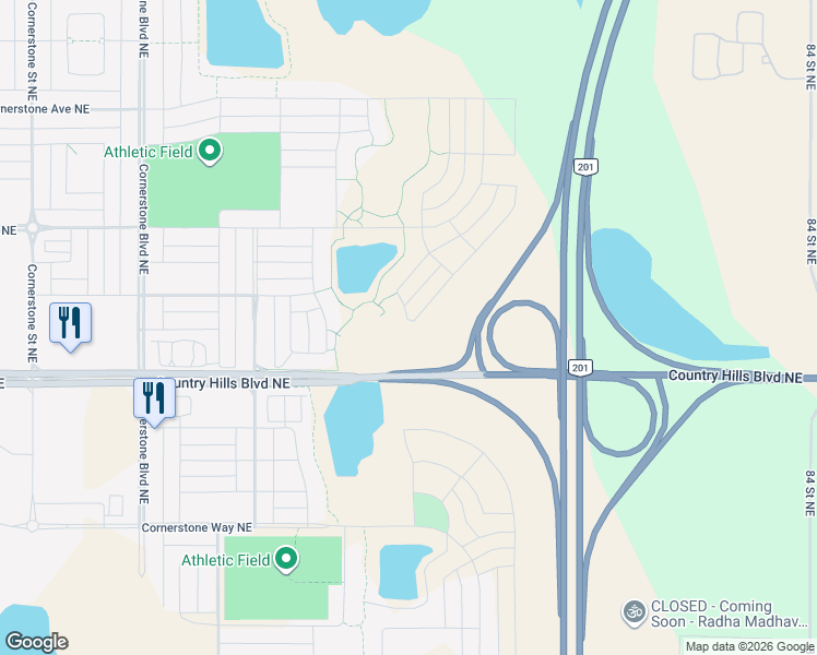 map of restaurants, bars, coffee shops, grocery stores, and more near Country Hills Boulevard Northeast in Calgary
