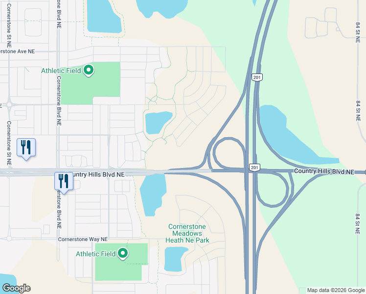 map of restaurants, bars, coffee shops, grocery stores, and more near Country Hills Boulevard Northeast in Calgary