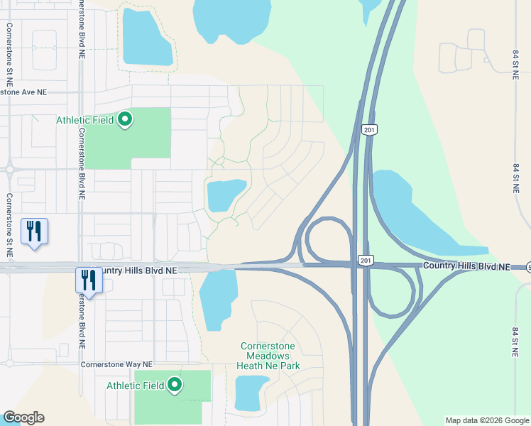 map of restaurants, bars, coffee shops, grocery stores, and more near Country Hills Boulevard Northeast in Calgary