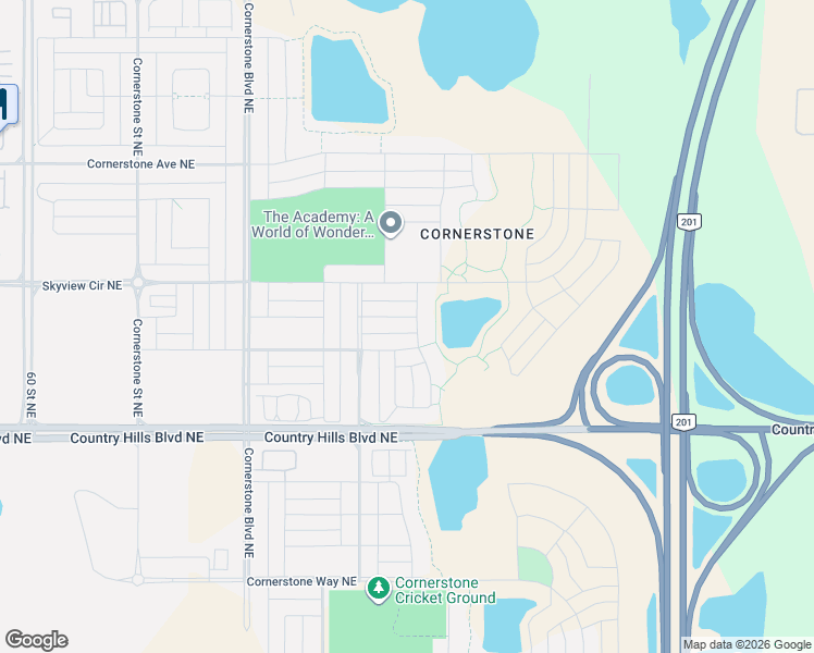 map of restaurants, bars, coffee shops, grocery stores, and more near 36 CornerBrook Avenue Northeast in Calgary
