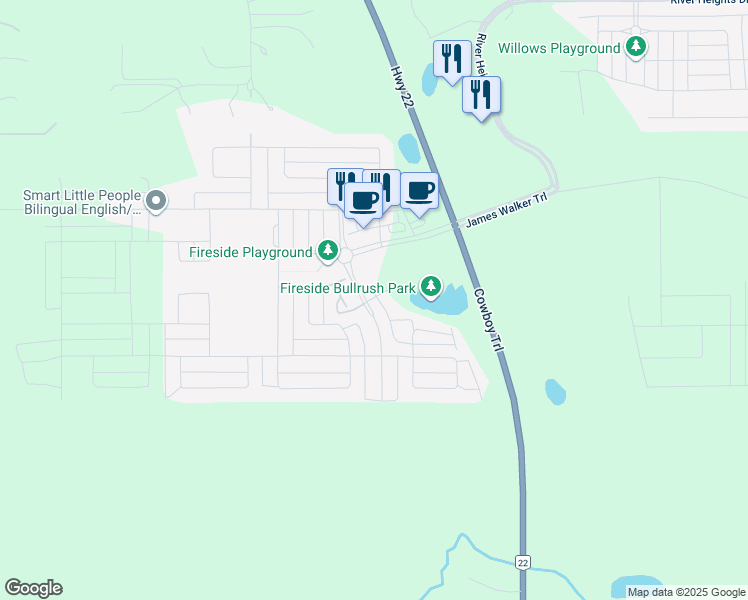 map of restaurants, bars, coffee shops, grocery stores, and more near 81 Fireside Landing in Cochrane