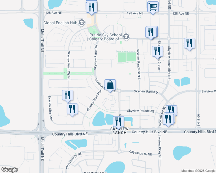 map of restaurants, bars, coffee shops, grocery stores, and more near in Calgary