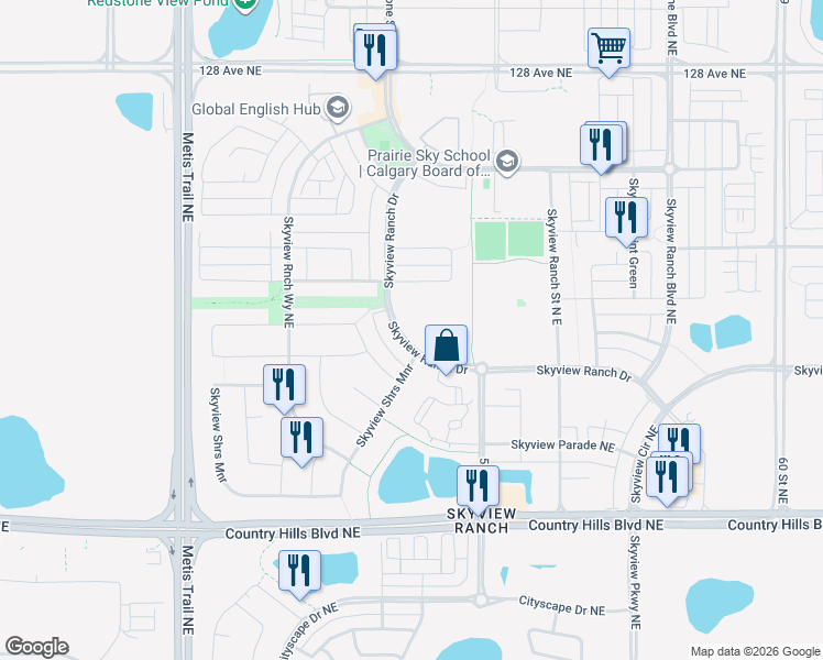 map of restaurants, bars, coffee shops, grocery stores, and more near in Calgary